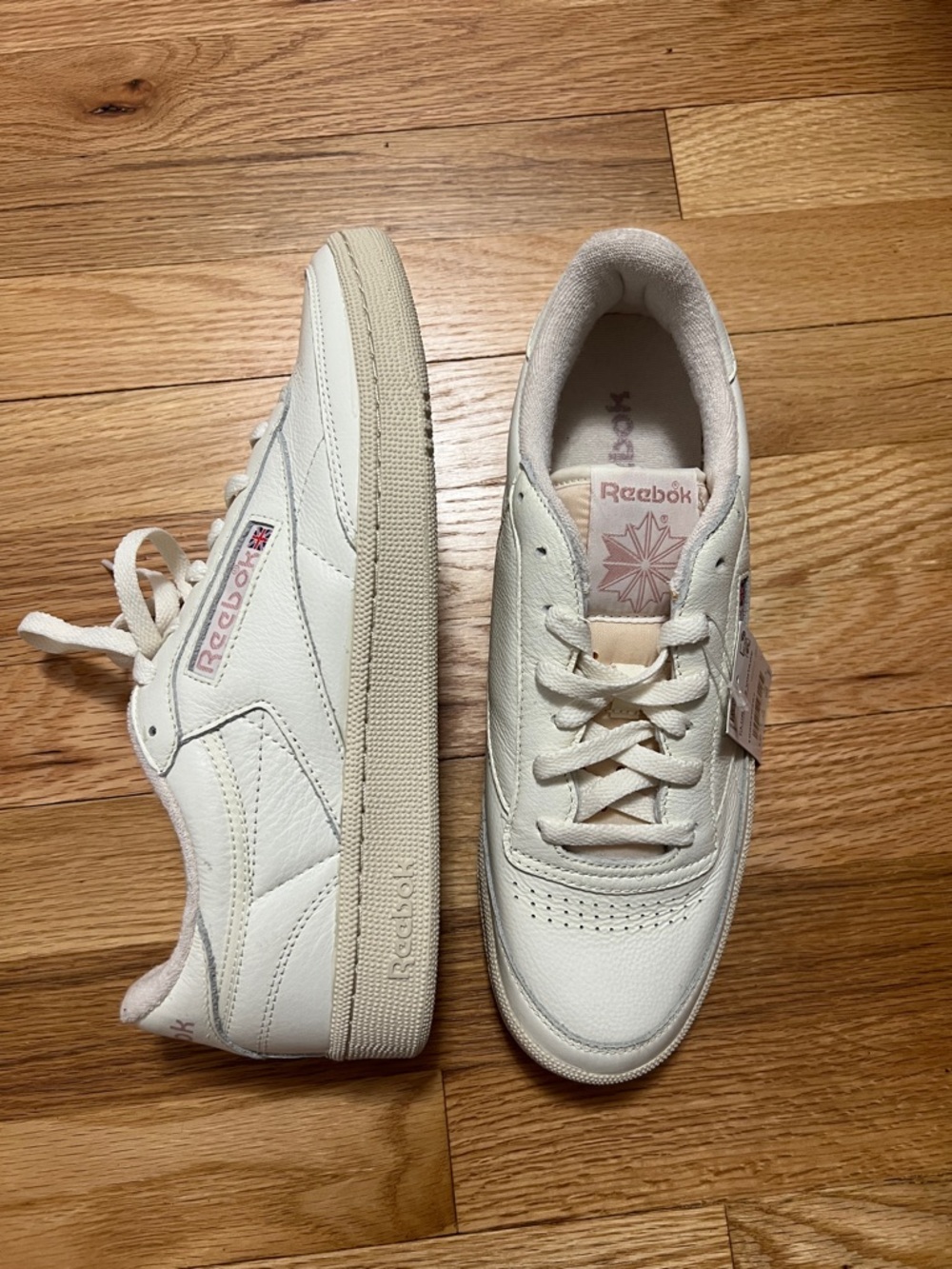 Reebok Cream Leather Low-Top Sneakers with Beige Soles